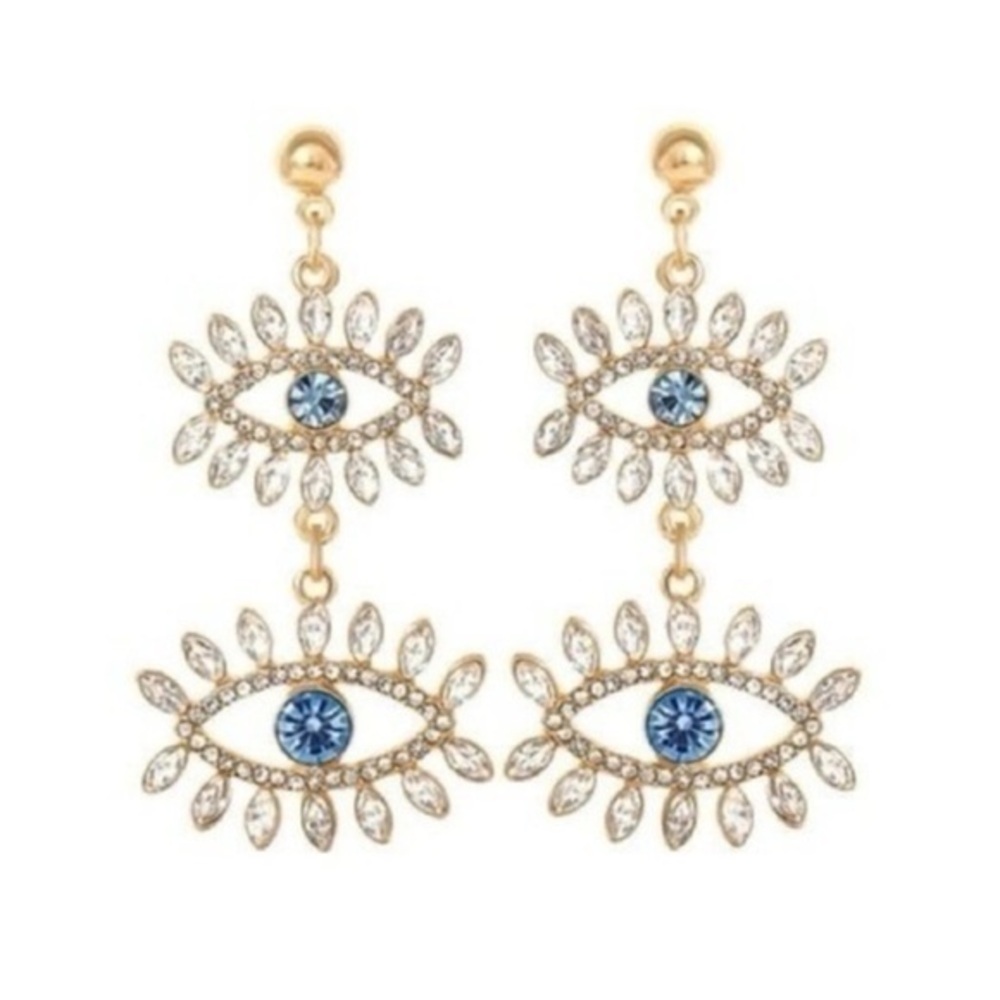 Aldo Gold and Blue Eye Drop Earrings
